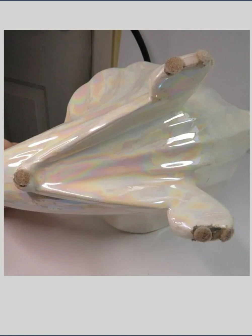 Vintage 1985 Large Iridescent Ceramic Shell Cornucopia Centerpiece – Atlantic